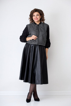 Черный кружевной бомбер с гипюровыми вставками и воротником-стойкой Solomeya Lux 946A - фото 4