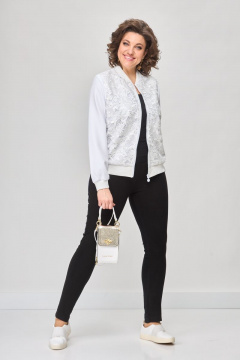 Белый кружевной бомбер с гипюровыми вставками и молнией Solomeya Lux 946K - фото 4