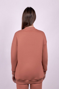 Джемпер из футера с начесом и боковыми карманами Verally 472-1 охра - фото 2