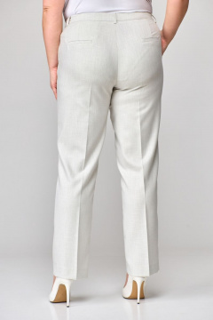 Бежевые брюки из лен и хлопка с зауженным к низу креймом БелЭльСтиль 596-2 60 22 молочный - фото 4
