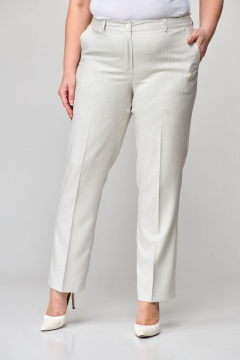 Бежевые брюки из лен и хлопка с зауженным к низу креймом БелЭльСтиль 596-2 60 22 молочный - фото 2