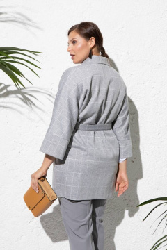 Серый клетчатый жакет пиджачного типа с поясом Femme & Devur 71059 1.50BF(170) - фото 3