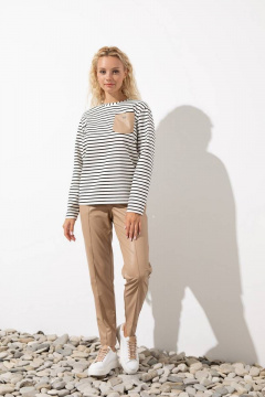 Джемпер полосатый с карманом из эко-кожи Femme & Devur 30702 1.55F(170) - фото 5