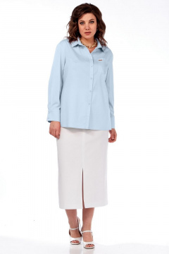 Блуза классическая прямая хлопковая с карманом для деловых образов INVITE 1040 голубой - фото 4