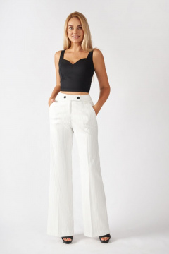 Летний комплект из белой блузки и прямых брюк на поясе Azzara 822 - фото 1