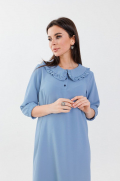 Платье из шифона с отделкой кисточками и съемным поясом Anelli 1274 голубое_небо - фото 5