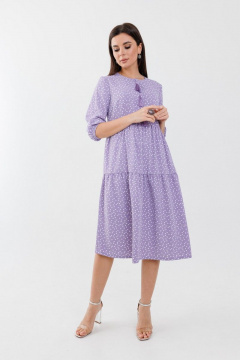 Платье макси с воланами и пуговицами, романтичный стиль Anelli 833 лаванда - фото 3