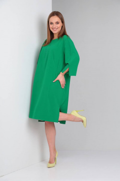 Платье прямого силуэта из плательной ткани с вышивкой TVIN 7622 зеленый - фото 2