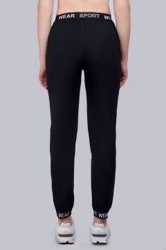 Черные брюки из трикотажа с лампасами для спорта и повседневной носки Verally 442-1 черный - фото 3