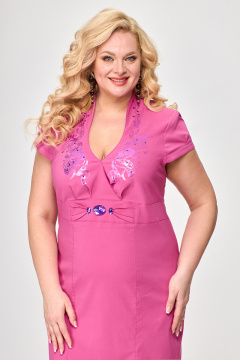 Платье летнее прилегающего силуэта с V-образным вырезом и камнями Новелла Шарм А3895-3 - фото 5