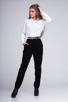 Белая блуза с вышивкой и ручным декором на плечах AMORI 6040 белый - фото 2