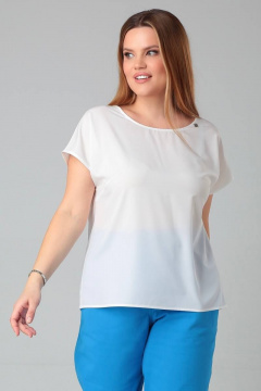 Блузка больших размеров с спущенной линией плеча и округлым вырезом Bliss 8703 молоко - фото 3