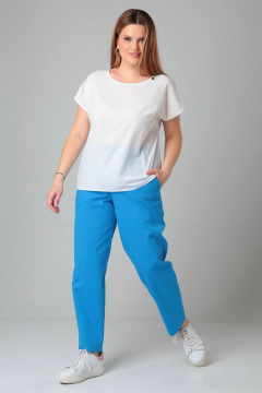 Блузка больших размеров с спущенной линией плеча и округлым вырезом Bliss 8703 молоко - фото 2