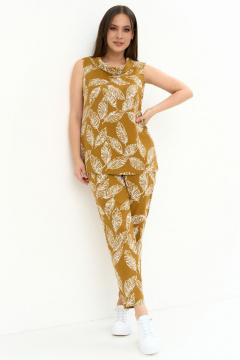 Летний комплект блуза и брюки из льна с карманами Магия моды 2232 горчица - фото 4