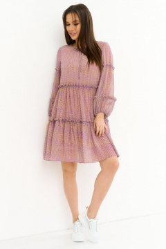 Шифоновое платье A-образного силуэта с бантовой горловиной Магия моды 2248 сиренево-салатовый - фото 4