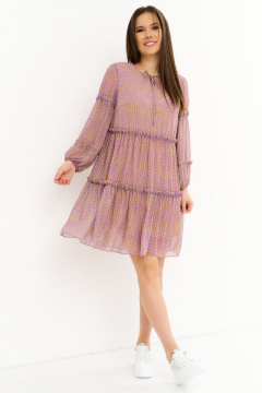 Шифоновое платье A-образного силуэта с бантовой горловиной Магия моды 2248 сиренево-салатовый - фото 1