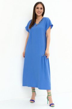 Платье свободного кроя с карманами и пуговичной застежкой Магия моды 2251 голубой - фото 4
