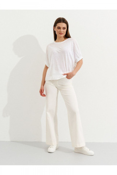 Джемпер из хлопка с резинками и свободным кроем Ketty К-05240 молочный - фото 1