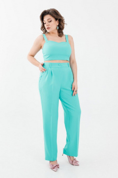 Брючный костюм жакет и укороченный топ на бретелях Anelli 872 тиффани - фото 2