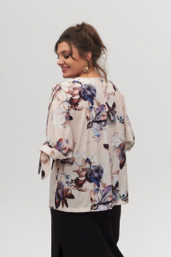 Блуза с принтованным рисунком и лодочкой, демисезон Anelli 1116 ирисы - фото 4