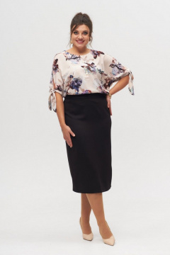 Блуза с принтованным рисунком и лодочкой, демисезон Anelli 1116 ирисы - фото 3