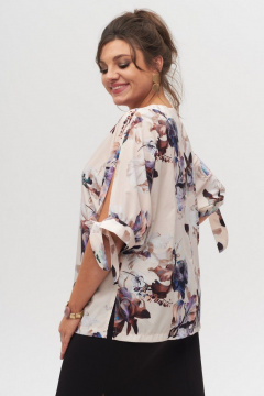 Блуза с принтованным рисунком и лодочкой, демисезон Anelli 1116 ирисы - фото 2