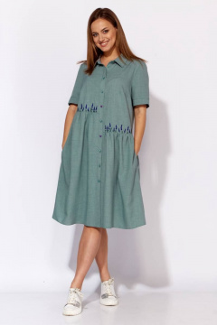 Платье трапециевидного силуэта с вышивкой и карманами TAiER 1173 - фото 2