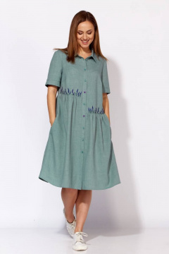 Платье трапециевидного силуэта с вышивкой и карманами TAiER 1173 - фото 3