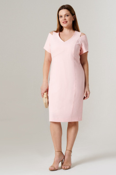 Платье нарядное из текстиля с рукавом ¾ и мягким силуэтом Панда 150280w розовый - фото 1