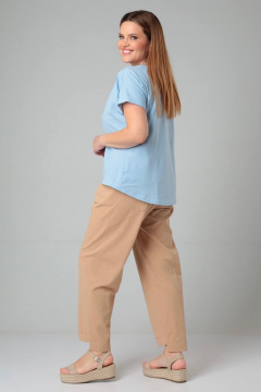 Футболка с открытыми плечами и декоративными элементами Bliss 8179 голубой - фото 2