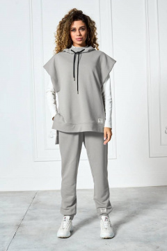 Костюм брюки и жилет из трикотажной ткани на каждый день MAX S015 серый - фото 2