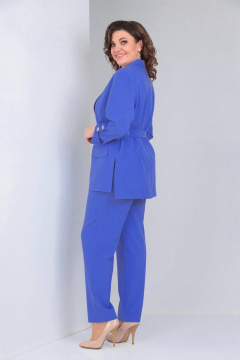 Комплект из жакета, брюк и майки из текстиля для делового образа TVIN 7702 василек - фото 5