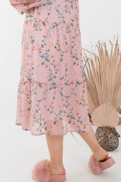 Платье свободное из шифона с воланами и регулятором бретелей Anelli 1031.1 розовый - фото 5