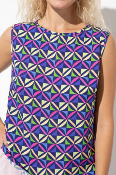 Мультиколорный топ без рукавов с разрезами и округлым вырезом Femme & Devur 71066 1.32F(170) - фото 4