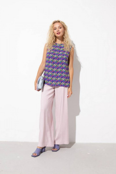 Мультиколорный топ без рукавов с разрезами и округлым вырезом Femme & Devur 71066 1.32F(170) - фото 2