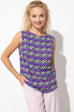 Мультиколорный топ без рукавов с разрезами и округлым вырезом Femme & Devur 71066 1.32F(170) - фото 1