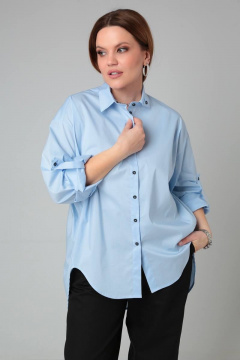 Оверсайз рубашка с декоративными элементами и фиксируемыми рукавами Bliss 8217 голубой - фото 4