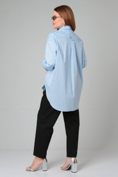 Оверсайз рубашка с декоративными элементами и фиксируемыми рукавами Bliss 8217 голубой - фото 2