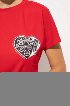 Джемпер с сердечной печатью из хлопка и трикотажа, прямой силуэт Femme & Devur 30733 1.12F(170) - фото 3