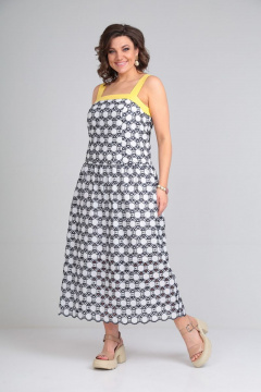 Летнее платье с присборенным воланом и контрастной отделкой Mubliz 044 кружочки - фото 1