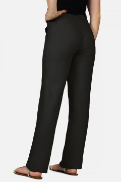 Брюки из льна и вискозы свободные прямые с карманами Mirolia 1147 черный - фото 2