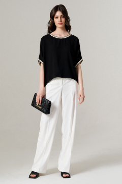 Блуза черная легкая летняя свободная из тканевой струи Панда 149640w черный - фото 1