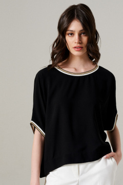 Блуза черная легкая летняя свободная из тканевой струи Панда 149640w черный - фото 2