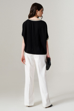 Блуза черная легкая летняя свободная из тканевой струи Панда 149640w черный - фото 4