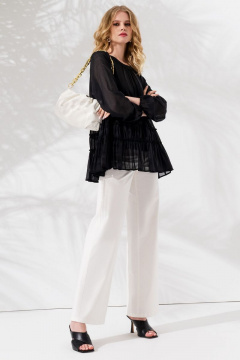 Черная летняя блузка из вискозы и хлопка с рукавом 72 см Панда 81090z черный - фото 5