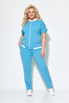 Голубой спорткомплект с зауженными брюками и коротким свитшотом STEFANY 2062 - фото 3