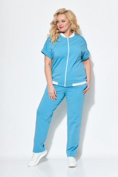 Голубой спорткомплект с зауженными брюками и коротким свитшотом STEFANY 2062 - фото 2