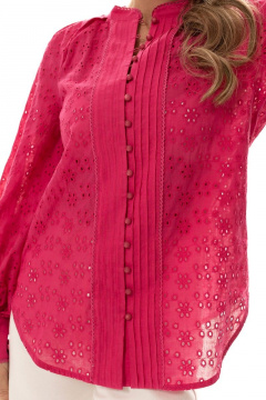 Блузка летняя с кружевом на реглане и складками Golden Valley 2274 фуксия - фото 3