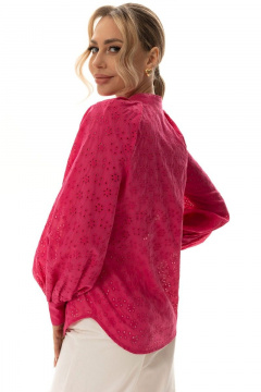 Блузка летняя с кружевом на реглане и складками Golden Valley 2274 фуксия - фото 2