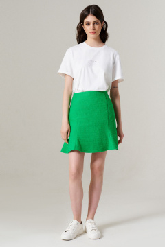 Кэжуал юбка трапеция из текстиля с асимметричной деталью Панда 133757w зеленый - фото 1